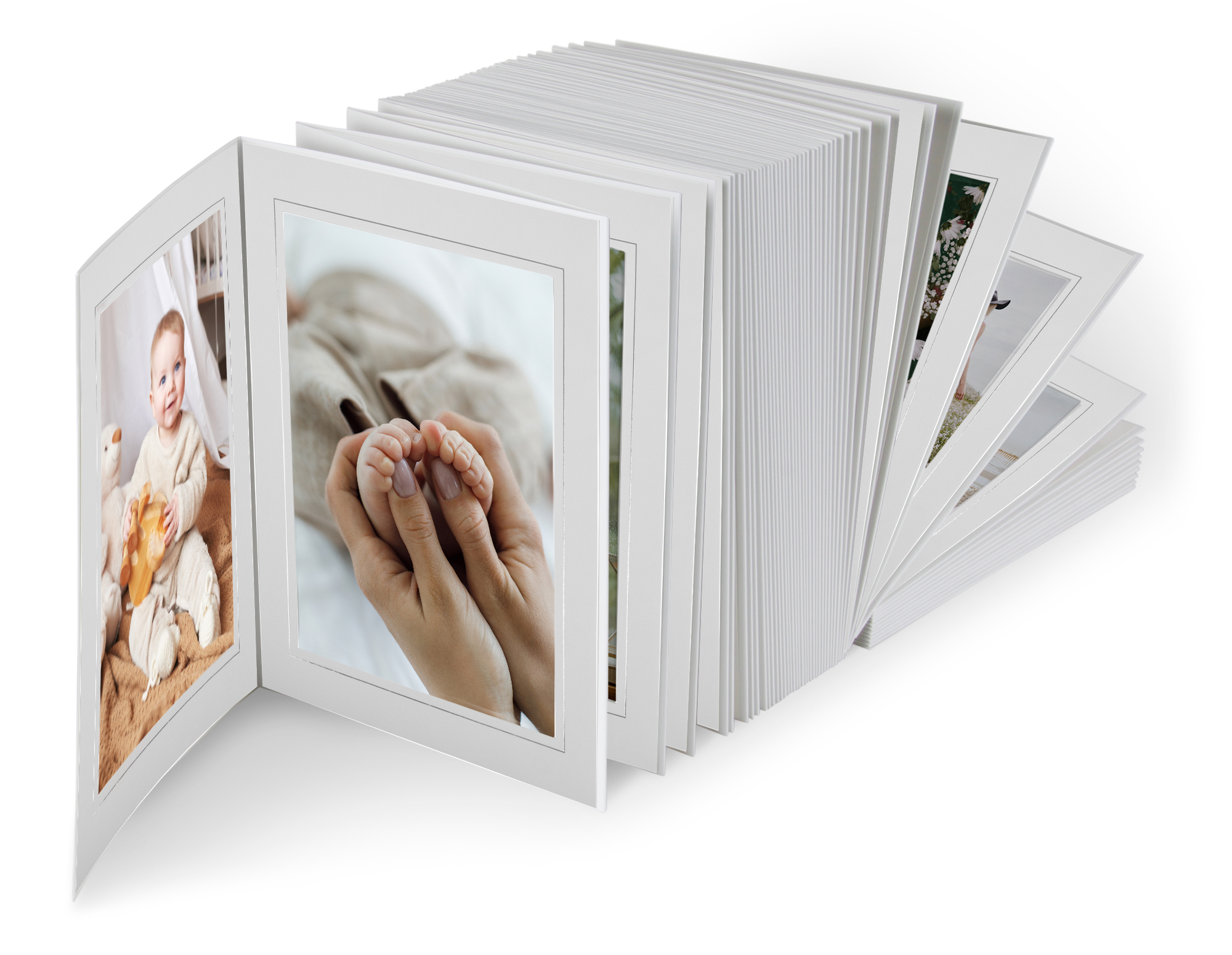 Endlosleporellos Leinen Weiß "Silberprägung Linie"