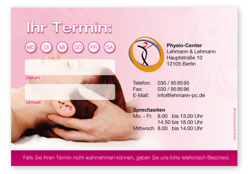 Terminzettel "Wohlfühlmomente" - 1 Termin mit Wochentagen Terminzettel "Wohlfühlmomente" - 1 Termin mit Wochentagen