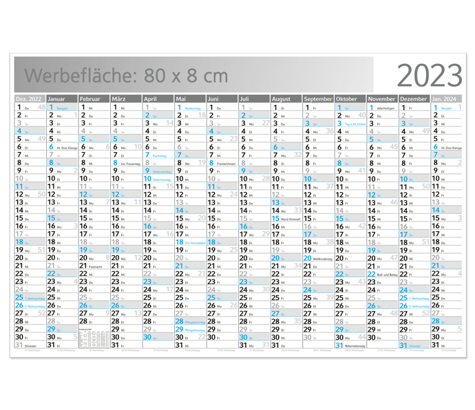 Posterkalender Big 14 blue in Express-Produktion Posterkalender Big 14 blue in Express-Produktion