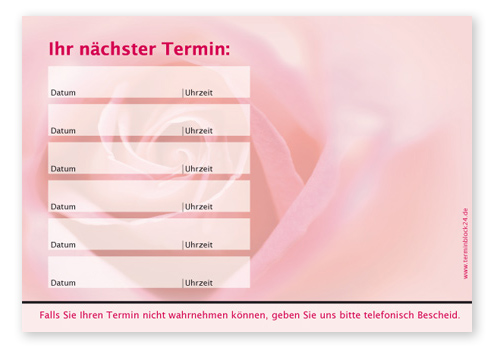 Terminzettel "zarte Rose" - 6 Termine