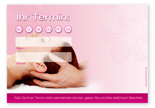 Terminzettel "Wohlfühlmomente" - 1 Termin mit Wochentagen Terminzettel "Wohlfühlmomente" - 1 Termin mit Wochentagen