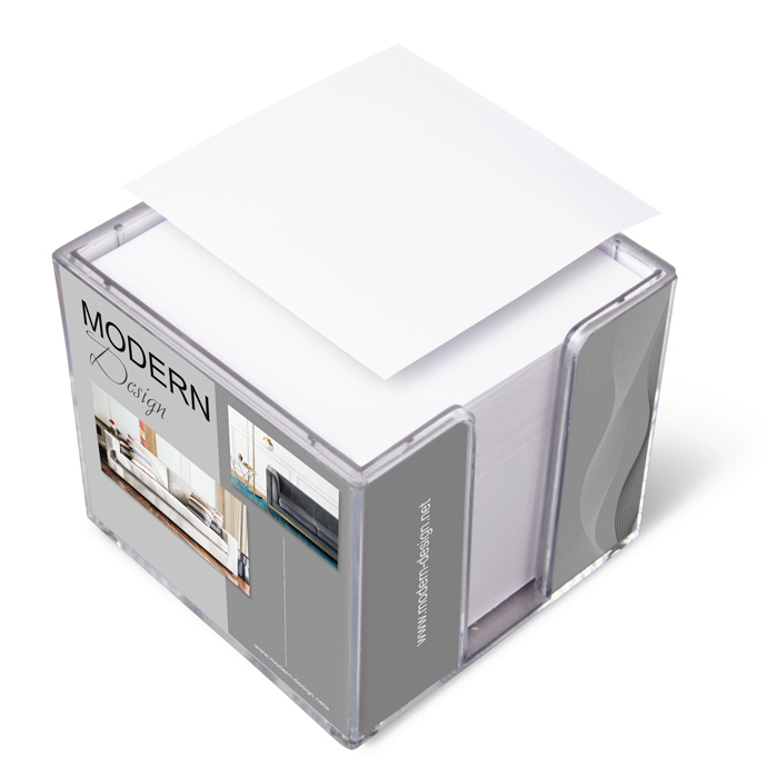 Doppelwandige Zettelbox im Digitaldruck Doppelwandige Zettelbox im Digitaldruck