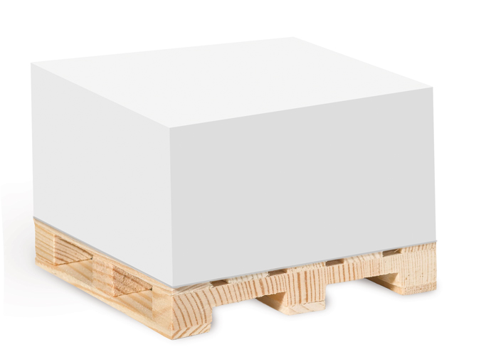 Notiz-Zettelklotz 10 x 10 x 5 cm im Siebdruck auf Mini-Holzpalette Notiz-Zettelklotz 10 x 10 x 5 cm im Siebdruck auf Mini-Holzpalette