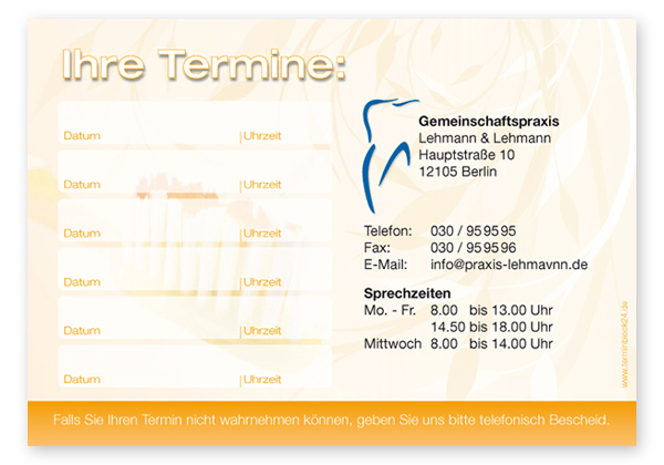 1214010626 Terminzettel "Zahnbürste" - 6 Termine Terminzettel "Zahnbürste" - 6 Termine