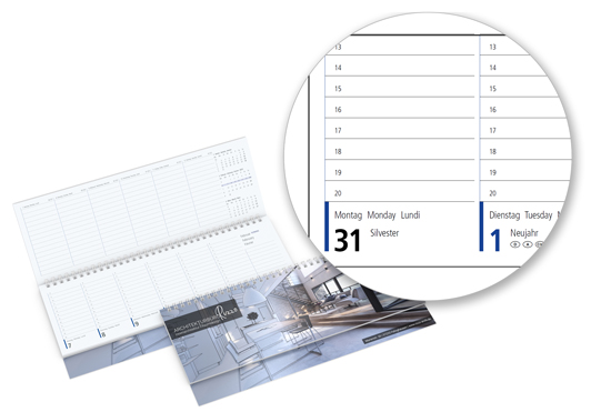 1612010106 Tischquerkalender Business-Premium Softcover blue Tischquerkalender Business-Premium Softcover blue