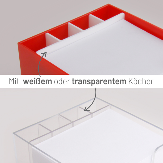 Zettelbox 10 x 10 x 10 cm im Siebdruck bedruckt mit Stifteköcher Zettelbox 10 x 10 x 10 cm im Siebdruck bedruckt mit Stifteköcher