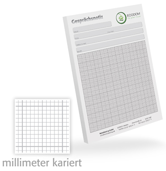 1302010205 Gesprächsnotizblock A6 millimeterkariert individuell Gesprächsnotizblock A6 millimeterkariert individuell
