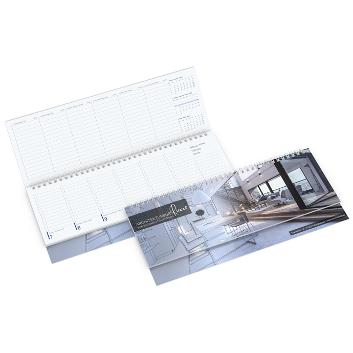 Tischquerkalender Business-Premium Softcover blue