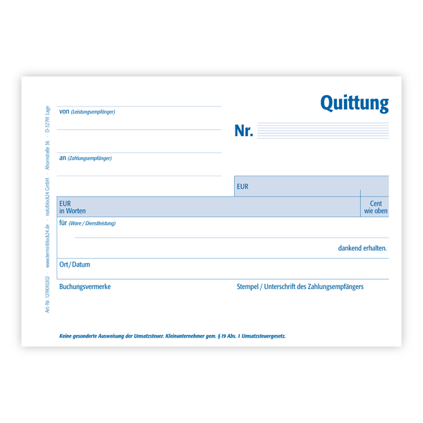 Quittungsblock Kleinunternehmer Standard - 3er Pack