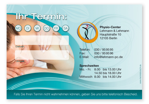 1214010131 Terminzettel "Wellnesstraum" - 1 Termin mit Wochentagen Terminzettel "Wellnesstraum" - 1 Termin mit Wochentagen
