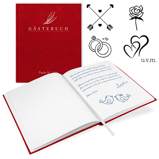 GB-21213-H Gästebuch Hochzeit Rot Gästebuch Hochzeit Rot
