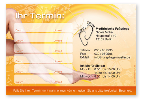 Terminzettel "happy feet" - 6 Termine Terminzettel "happy feet" - 6 Termine