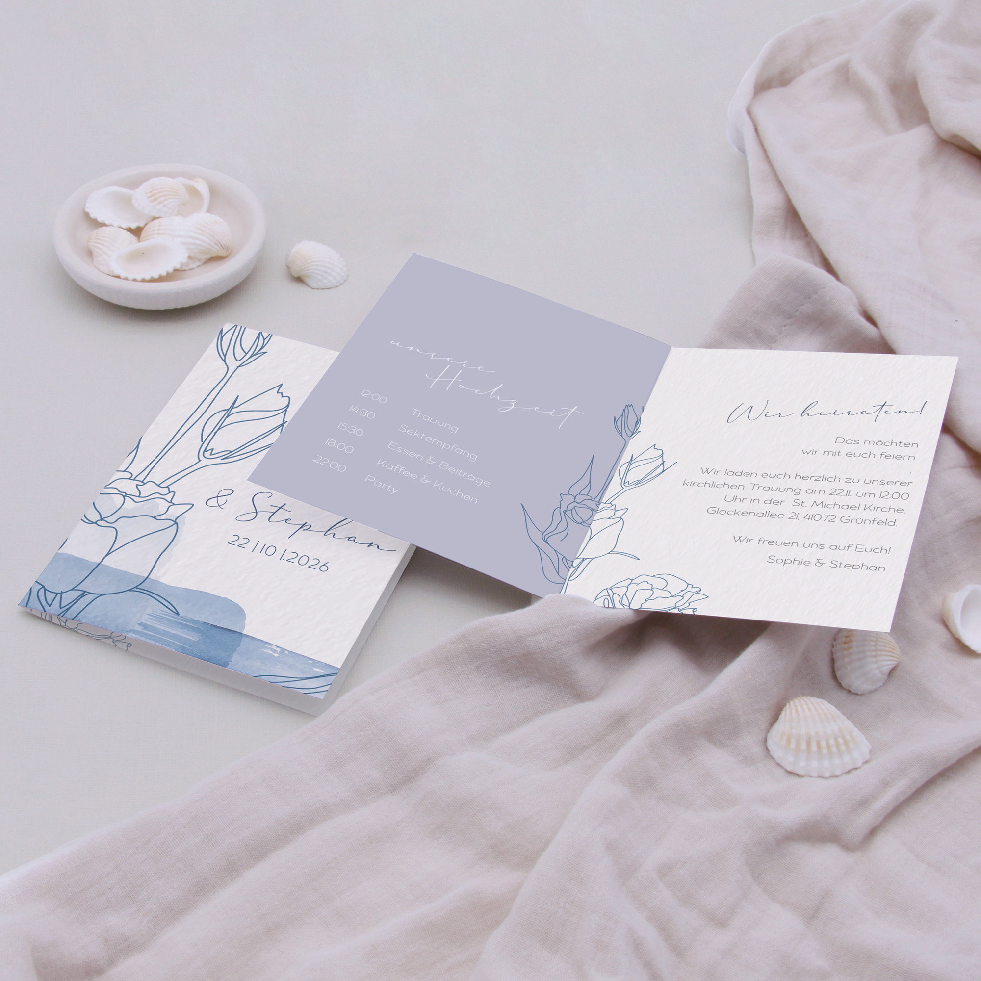 Klappkarte DIN A6 im Hochformat -Aquarell "midnight petals"