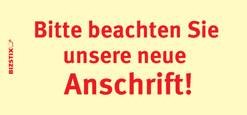 1301010147 BIZSTIX® Business Haftnotizen "Beachten Sie unsere neue Anschrift!" BIZSTIX® Business Haftnotizen "Beachten Sie unsere neue Anschrift!"