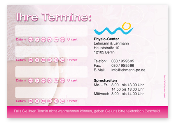 1214010418 Terminzettel "Babyglück" - 4 Termine mit Wochentagen Terminzettel "Babyglück" - 4 Termine mit Wochentagen