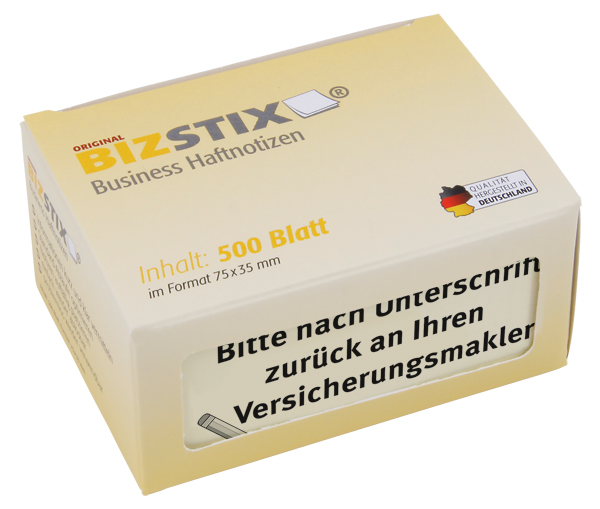 BIZSTIX® Business Haftnotizen "Unterschrift an Versicherungsmakler"