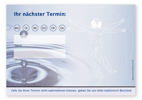 Terminzettel "Körperfrische" - 1 Termin mit Wochentagen Terminzettel "Körperfrische" - 1 Termin mit Wochentagen