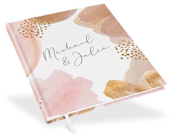 Gästebuch Hochzeit -  Aquarell "Golden Blush"
