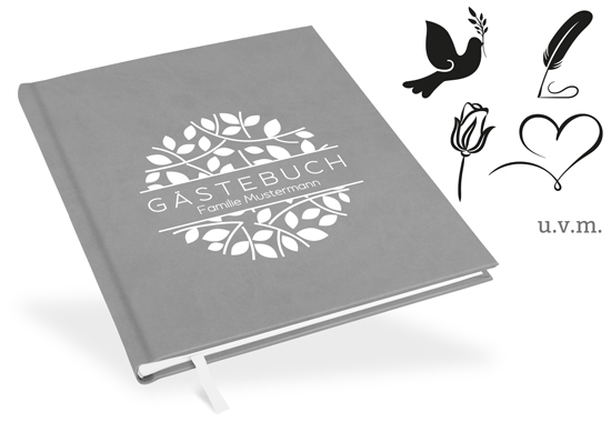 GB-21202-U Gästebuch Silbergrau Gästebuch Silbergrau