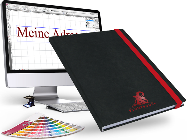 Gestaltungsservice Prägestempel für BIZBOOX Premium Notizbuch mit Standard-Inhaltsseiten