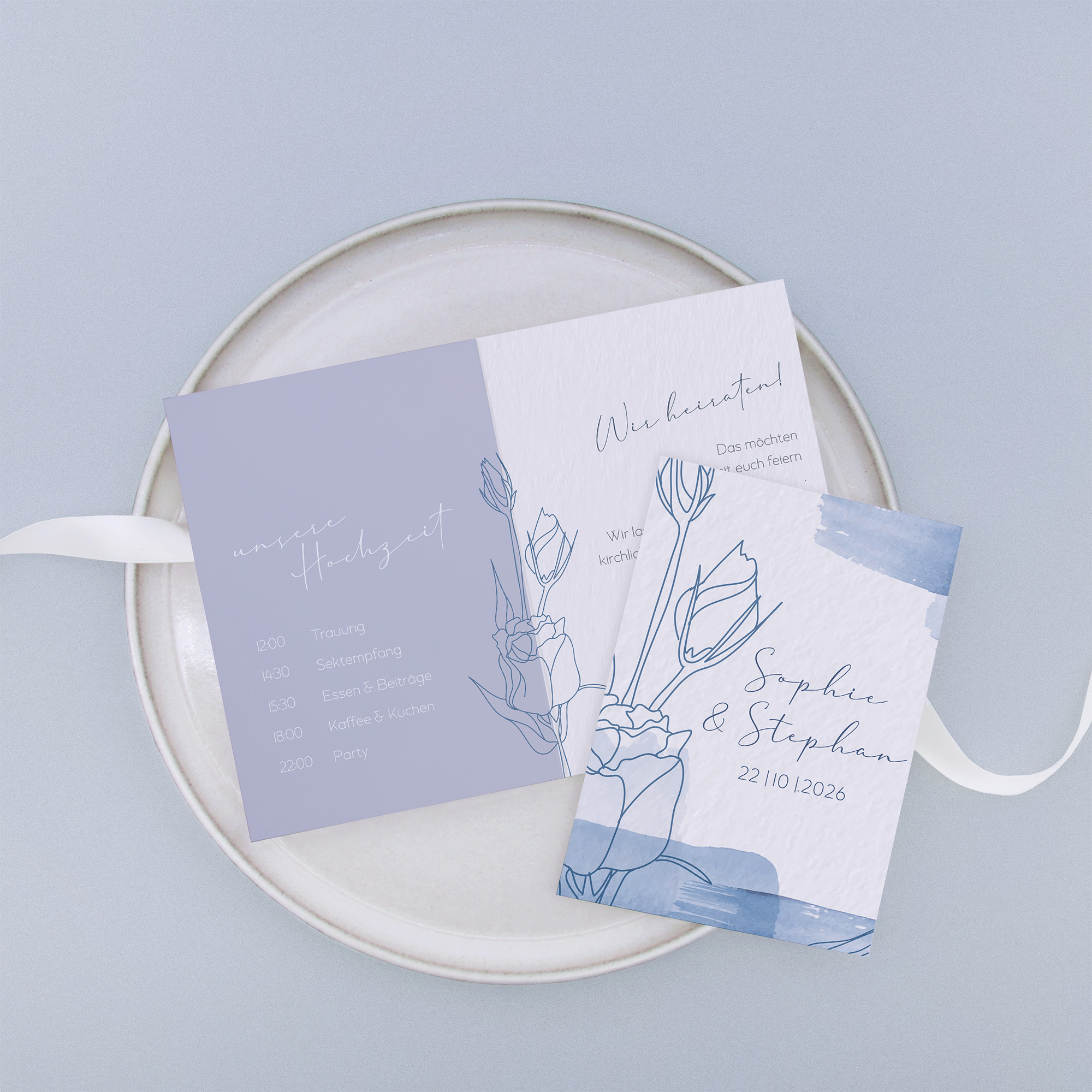 Klappkarte DIN A6 im Hochformat -Aquarell "midnight petals"