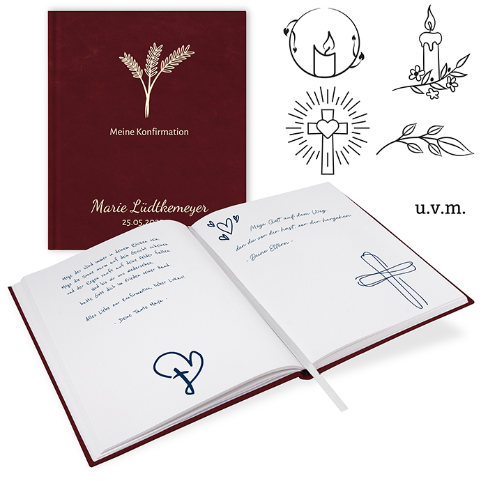 GB-21211-Kon Gästebuch Konfirmation Bordeaux Gästebuch Konfirmation Bordeaux