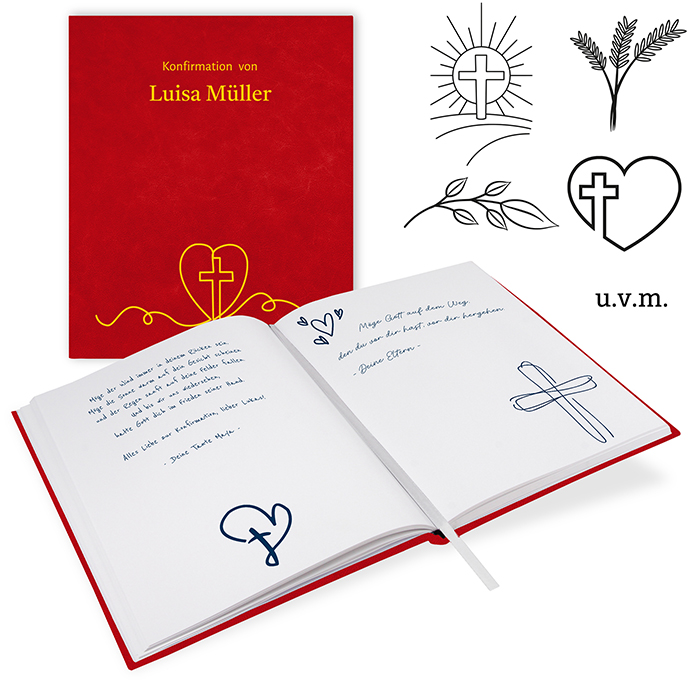 GB-21213-Kon Gästebuch  Konfirmation Rot Gästebuch  Konfirmation Rot
