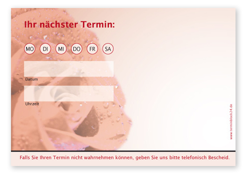 Terminzettel "einsame Rose" - 1 Termin mit Wochentagen