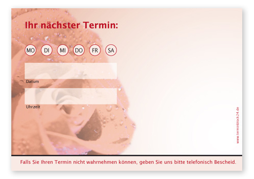 Terminzettel "einsame Rose" - 1 Termin mit Wochentagen Terminzettel "einsame Rose" - 1 Termin mit Wochentagen