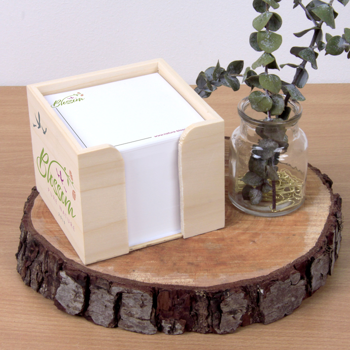 Zettelbox  aus echtem Holz 10 x 10 x 8,5 cm Siebdruck Zettelbox  aus echtem Holz 10 x 10 x 8,5 cm Siebdruck
