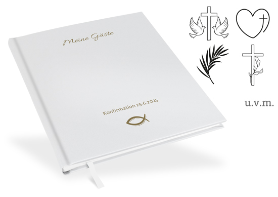 GB-21200-Kon Gästebuch Konfirmation Weiß Gästebuch Konfirmation Weiß