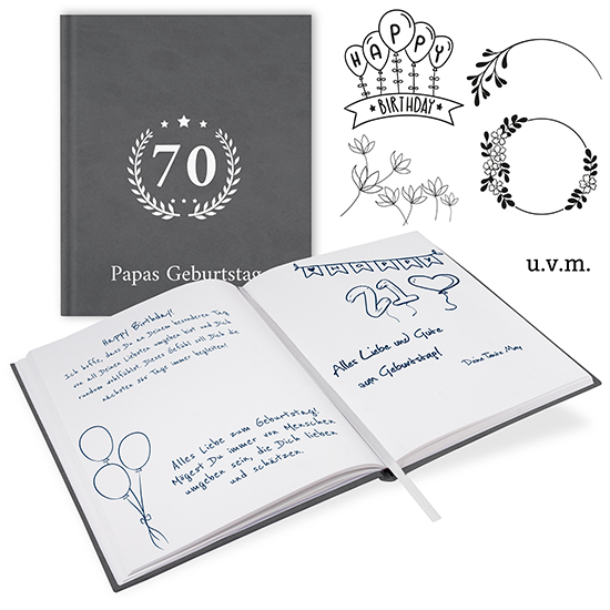 GB-21205-G Gästebuch Geburtstag Grau Gästebuch Geburtstag Grau