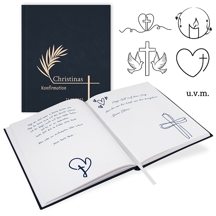 GB-21209-Kon Gästebuch Konfirmation Marineblau Gästebuch Konfirmation Marineblau