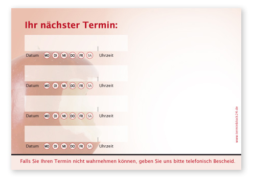 Terminzettel "bissfest" - 4 Termine mit Wochentagen