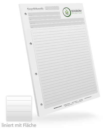 1302010604 Gesprächsnotizblock A4 liniert + Fläche individuell Gesprächsnotizblock A4 liniert + Fläche individuell