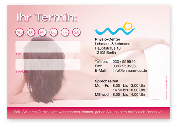 Terminzettel "Auszeit" - 1 Termin mit Wochentagen Terminzettel "Auszeit" - 1 Termin mit Wochentagen