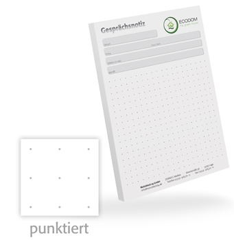1302010201 Gesprächsnotizblock A6 punktiert individuell Gesprächsnotizblock A6 punktiert individuell