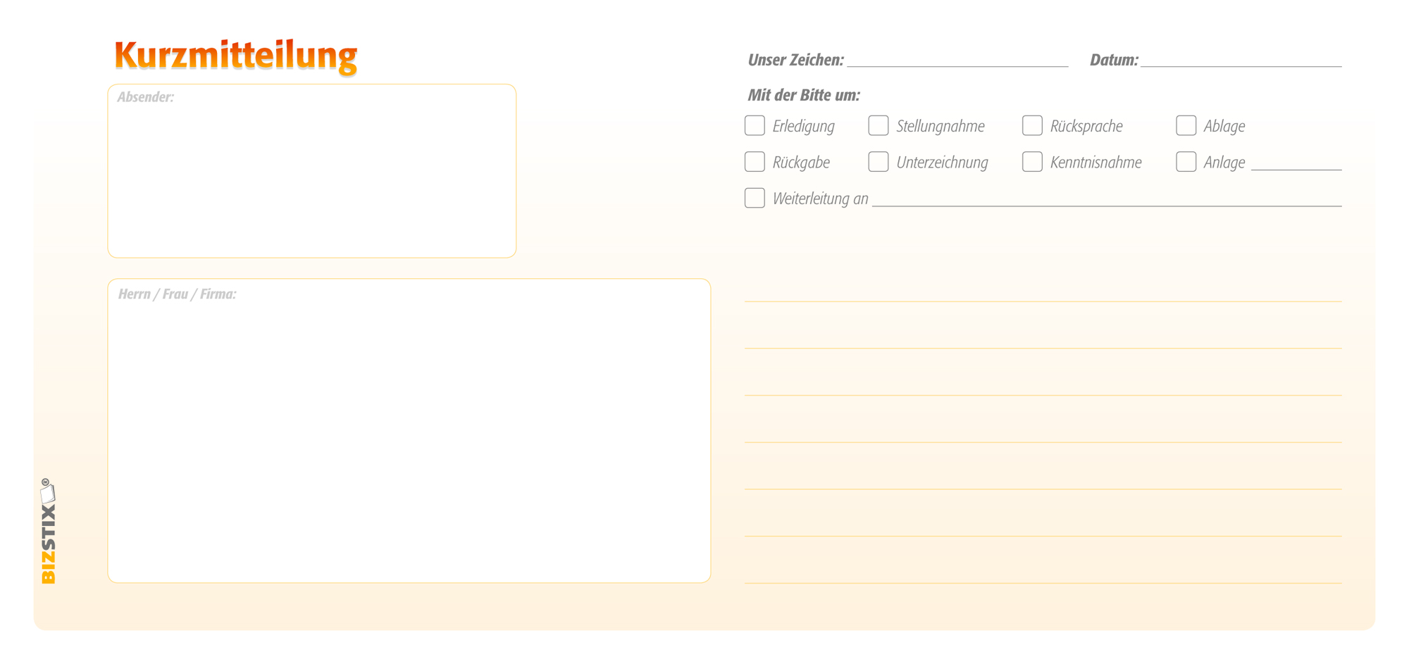 BIZSTIX® Kurzmitteilungshaftnotizen BIZSTIX® Kurzmitteilungshaftnotizen
