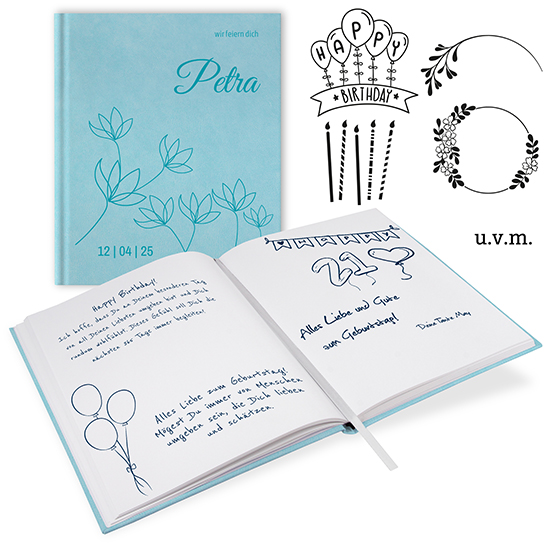 GB-21212-G Gästebuch Geburtstag Türkis Gästebuch Geburtstag Türkis