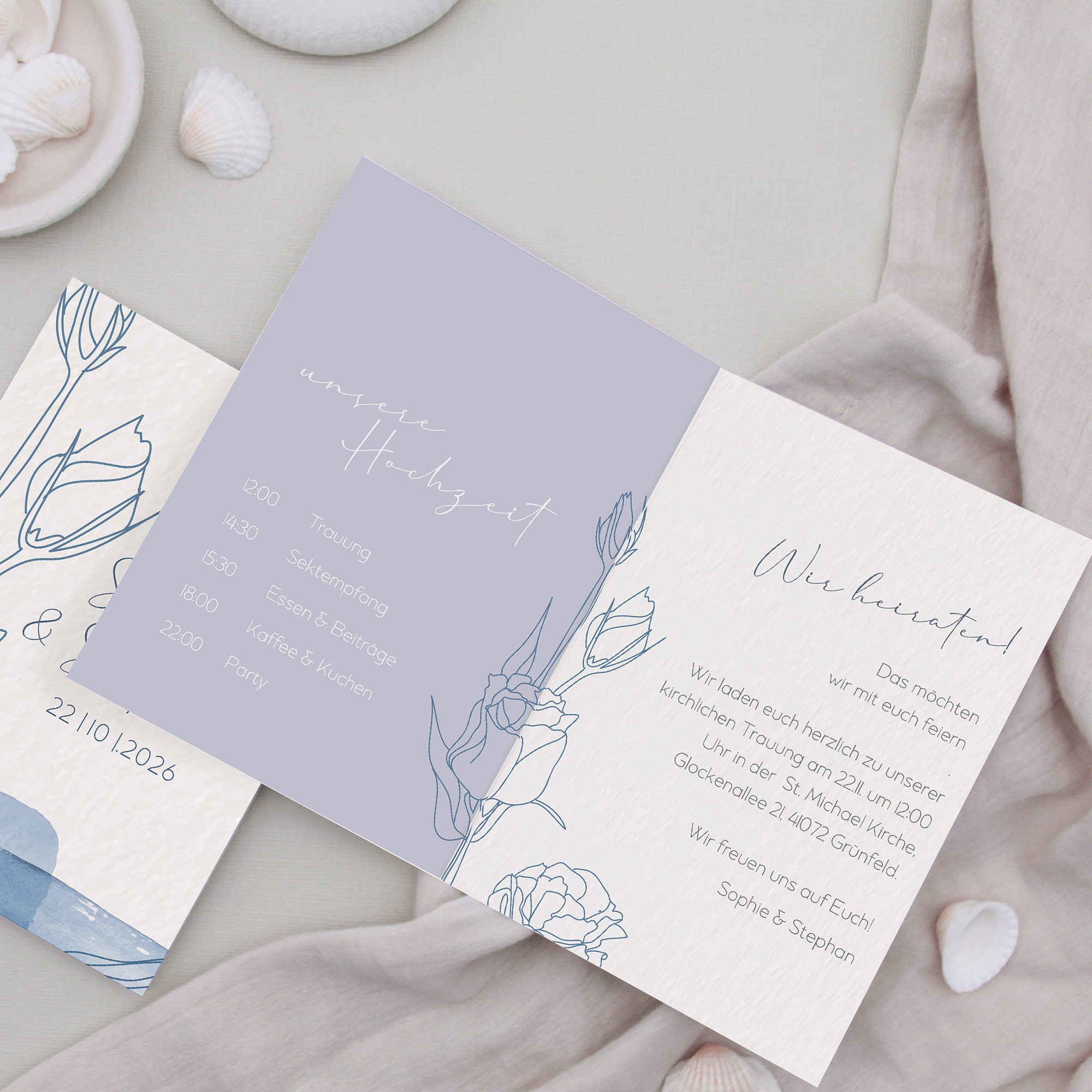 Klappkarte DIN A6 im Hochformat -Aquarell "midnight petals"