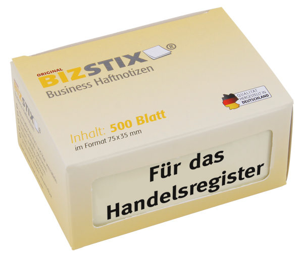 BIZSTIX® Business Haftnotizen "Für das Handelsregister"