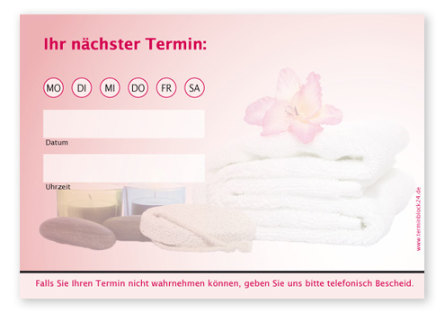 Terminzettel "Zeit zum Entspannen" - 1 Termin mit Wochentagen Terminzettel "Zeit zum Entspannen" - 1 Termin mit Wochentagen