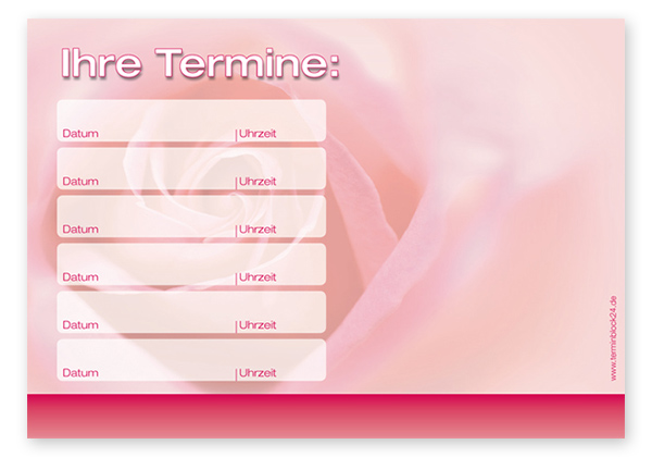 Terminzettel "zarte Rose" - 6 Termine Terminzettel "zarte Rose" - 6 Termine