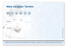 Terminzettel "Baby Smiley" - 1 Termin mit Wochentagen