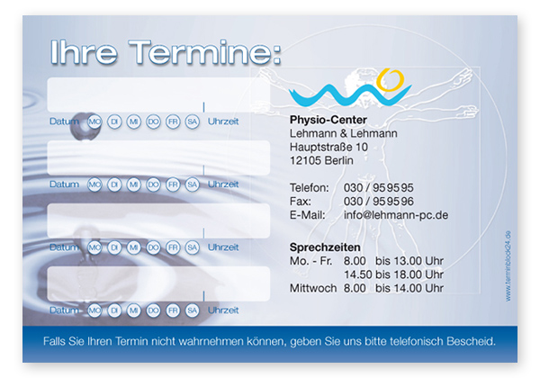 1214010417 Terminzettel "Körperfrische" - 4 Termine mit Wochentagen Terminzettel "Körperfrische" - 4 Termine mit Wochentagen