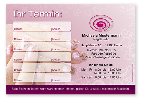 1214010647 Terminzettel "Nail Art" - 6 Termine Terminzettel "Nail Art" - 6 Termine
