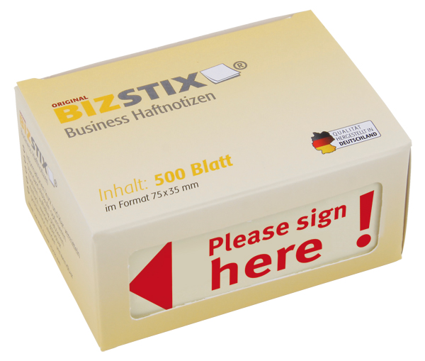 BIZSTIX® Business Haftnotizen "Please sign here!"