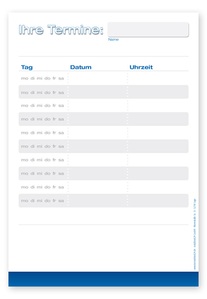 Terminzettel Maxi "Classic" mit 10 Terminfeldern Terminzettel Maxi "Classic" mit 10 Terminfeldern