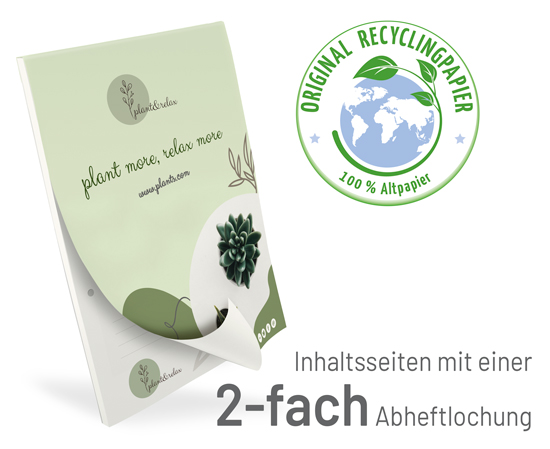 100204034009 Notizblock Recycling DIN A4 mit Umschlag + Abheftlochung Notizblock Recycling DIN A4 mit Umschlag + Abheftlochung