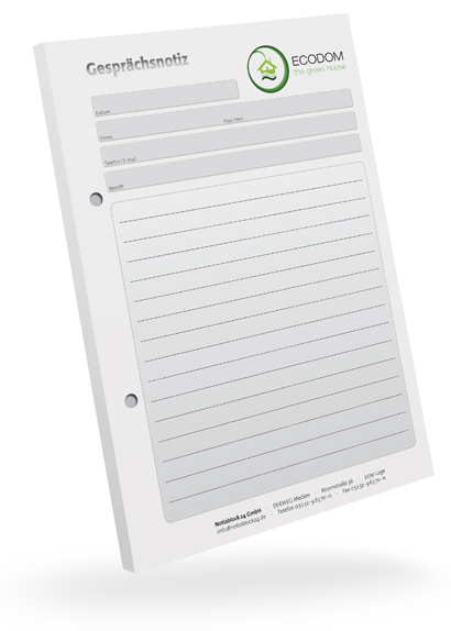 1302010404 Gesprächsnotizblock A5 liniert mit Fläche individuell Gesprächsnotizblock A5 liniert mit Fläche individuell
